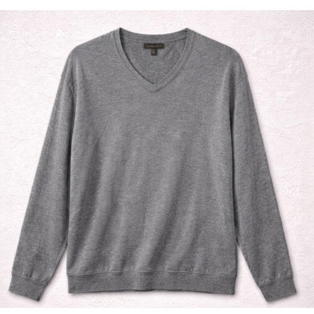 Chatham Road Men's V-Neck Knit Sweater Gray Size XXL Cotton Classic